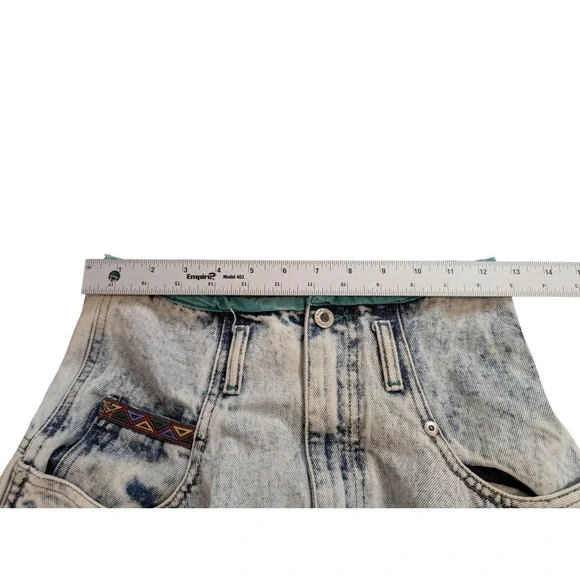 VTG Acid Wash 80s Bonjour Denim High Waisted Skirt Color Trim Size 8 - Picture 6 of 8